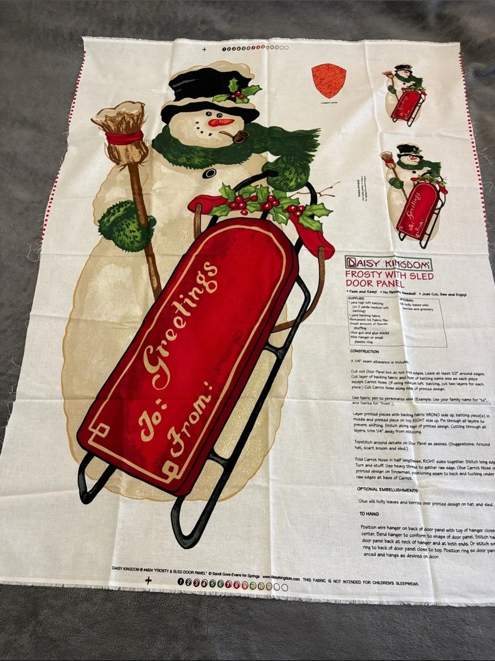 Frosty with Sled Door Panel - Red/Green